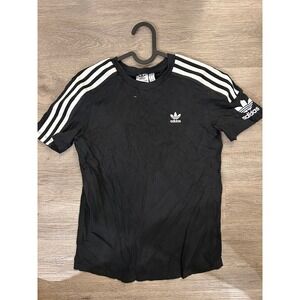 Adidas Originals Mens 3-Stripes Trefoil T-Shirt Black White Small